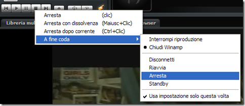Winamp spegnimento automatico del PC Winamp spegnimento automatico del PC