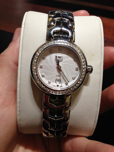 A new women's watch from Tag Heuer. The band is ergonomically designed and feels amazing on the wrist, and the diamond bezel is super elegant.