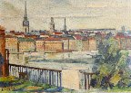 Stadsmotiv Skeppsbron art. nr 10033. Mått ink. ram 67x51 olja på duk. Signerad E. Hellbom