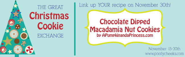 Chocolate Dipped Macadamia Nut Cookies by A Pumpkin & A Princess