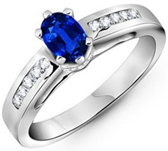Oval Sapphire and Diamond Cathedral Ring