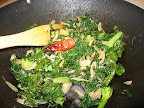 This simple side of shallots, chile, and kale—we subbed it in place of spinach—was a favorite (my sister served it at Thanksgiving). A little cream added at the end balanced the heat from the chile.