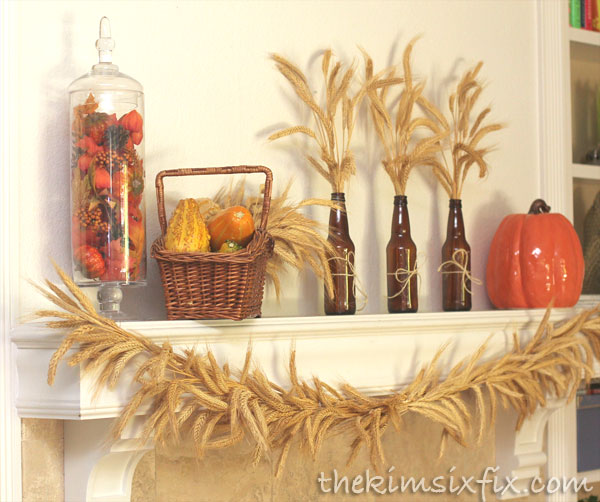 Thanksgiving wheat mantel
