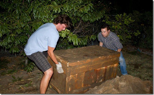 residents removing the aztec box from burial spot