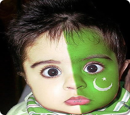 pakistani flag on the face of child