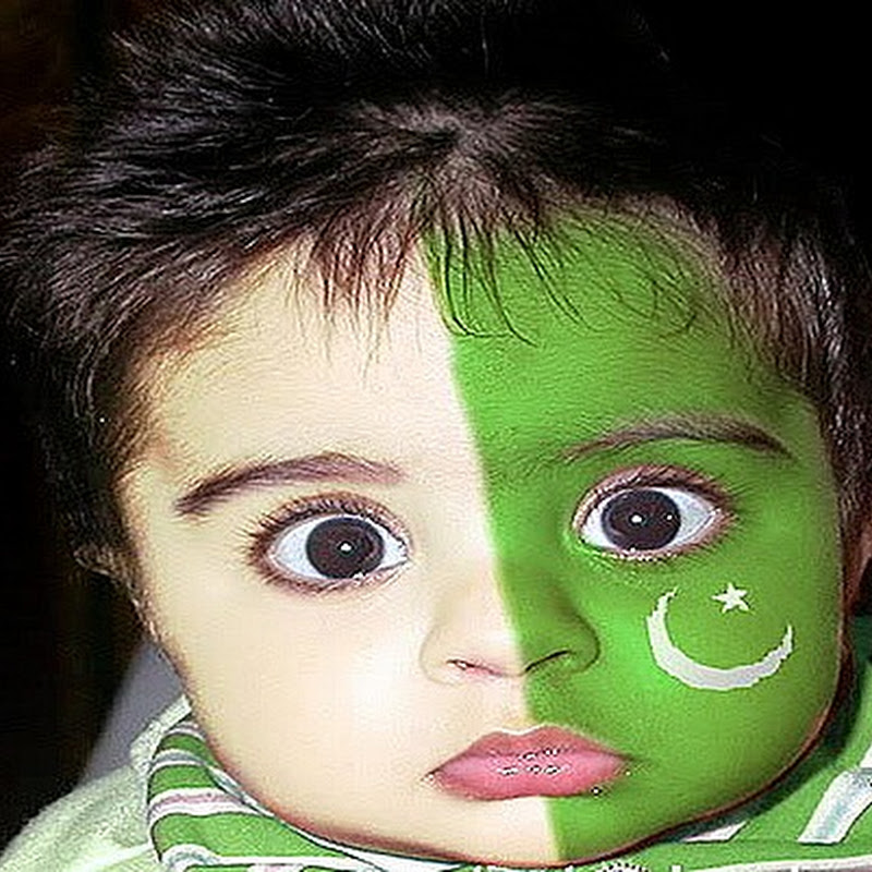 Pakistan Flag Tattoo on the Face of Beautiful Child