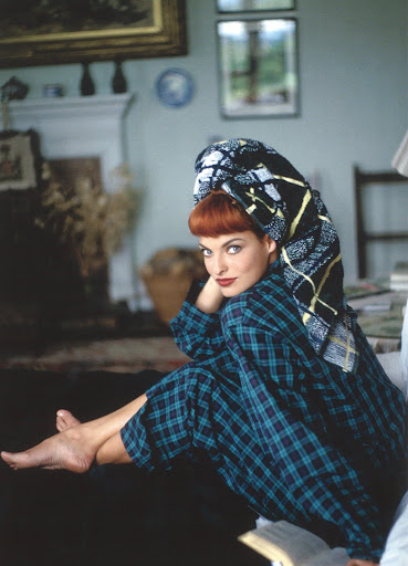 Tartan terry toweling from Ralph Lauren and Brooks Brothers pajamas. Arthur Elgort/Vogue.