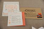 An orange-themed save the date from Ceci New York (www.CeciNewYork.com).