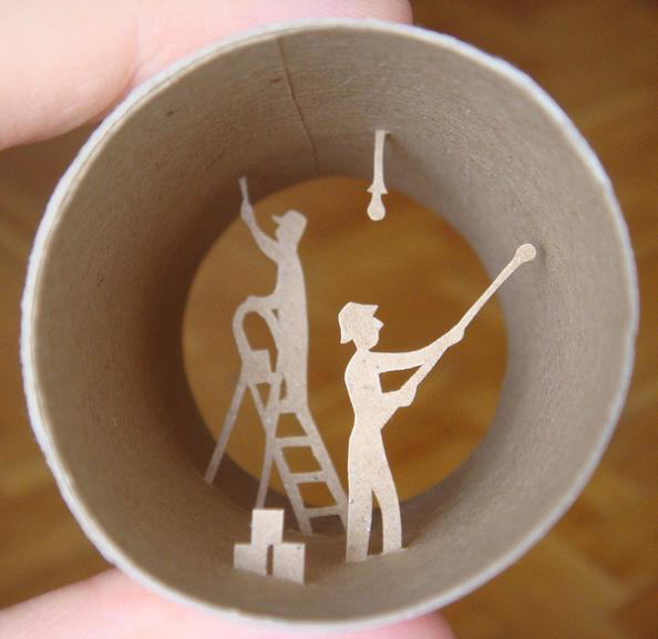 Fantastic scenes inside empty toilet paper rolls by Anastassia Elias