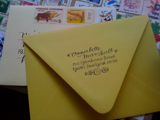 here is an example of a return address that was then made into a rubber stamp.