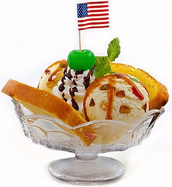 Swensens Ice Cream Fruit Cake Noel Fruitcake ice cream, choc sauce, hot caramel topping, green cherry  pound cake