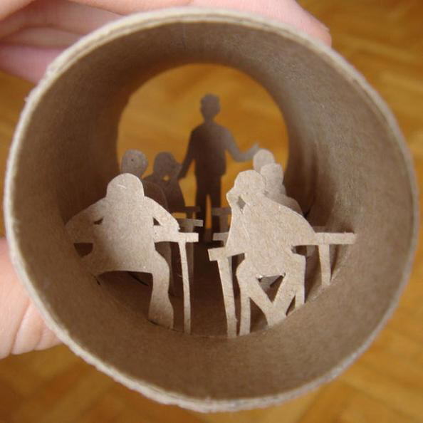 Fantastic scenes inside empty toilet paper rolls by Anastassia Elias