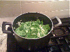 When the onions were soft (5 or 10 minutes), I threw in a whole head of chopped escarole on top, and tossed it around until it was wilted, about 3 minutes. (Plenty of greens would work here, from kale to beet greens - I probably could have thrown in this kohlrabi greens, too!) When the onions were soft (5 or 10 minutes), I threw in a whole head of chopped escarole on top, and tossed it around until it was wilted, about 3 minutes. (Plenty of greens would work here, from kale to beet greens - I probably could have thrown in this kohlrabi greens, too!)