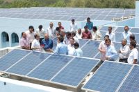 Solar panels power a section of Tiruchi District Central Library...