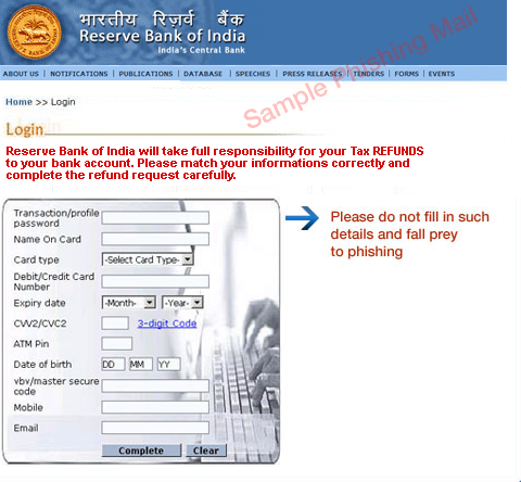 phishing email reserve bank of India