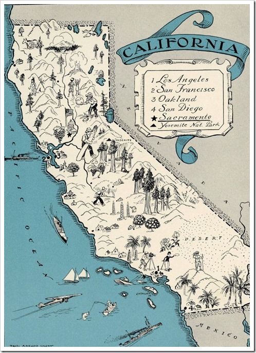 California Map Vintage 1930 Original Picture Map by SaturatedColor. via Etsy