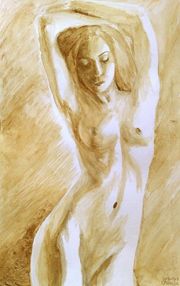 Nud feminin pictura facuta cu cafea Nud feminin pictura facuta cu cafea