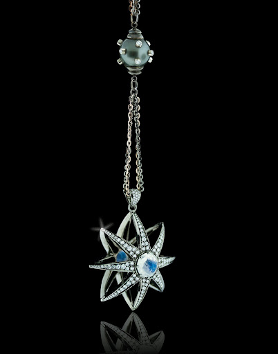 If your neckline calls for a pendant, this moonstone and diamond style would be stunning.