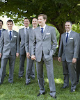 This groom worked with custom clothier Alton Lane to put together a dapper look for himself and the groomsmen. Each three-piece suit is tailored for its wearer and topped with a crisp pocket square. This groom worked with custom clothier Alton Lane to put together a dapper look for himself and the groomsmen. Each three-piece suit is tailored for its wearer and topped with a crisp pocket square.