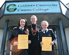 All-Ireland Junior Maths Competition participants Sorcha Hegarty and Luke Timlin with their Maths Teacher, Ms.Fiona McDaid.