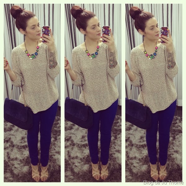 look calça azul, tricot colorido zara e sandalia nude (2) look calça azul, tricot colorido zara e sandalia nude (2)