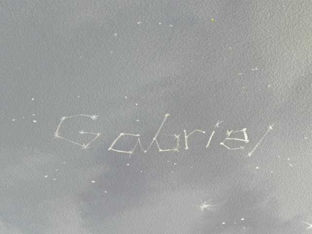 Our artist incorporated Gabriel's name into the mural as a constellation on the ceiling.