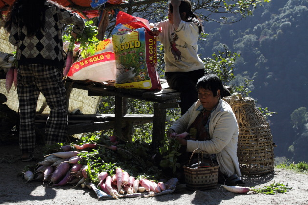 A street vegetable seller from Bhutan
