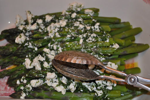 Asparagus with a feta and dill vinaigrette