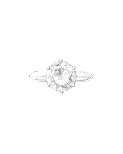 Featuring a simple but incredibly sophisticated six-prong solitaire, the setting was created to show off the brilliance of the stone it holds. Featuring a simple but incredibly sophisticated six-prong solitaire, the setting was created to show off the brilliance of the stone it holds.