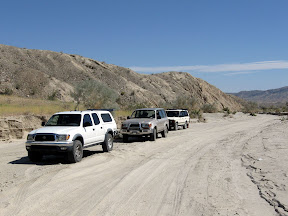 Mark's Toyota Tacoma leads the pack near Arroyo Tapiado.