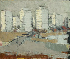 Höghus art. nr 10056. Mått ink. ram 65x75 olja på duk. Signerad Erik Lundberg