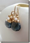 Navy Moonstone and Pearl Drop Earrings by Sarah Hickey