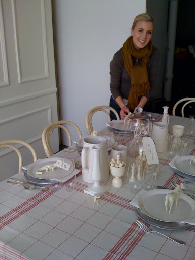 Here's Britni setting up the animal figurines. Here's Britni setting up the animal figurines.