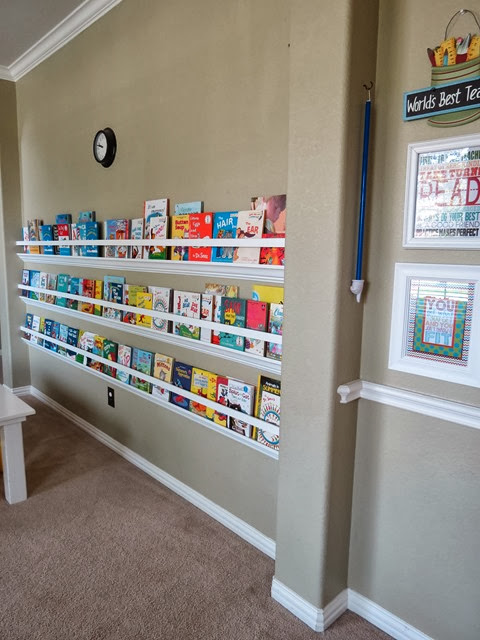 Classroom Raingutter Bookshelves www.stylewithcents.blogspot.com