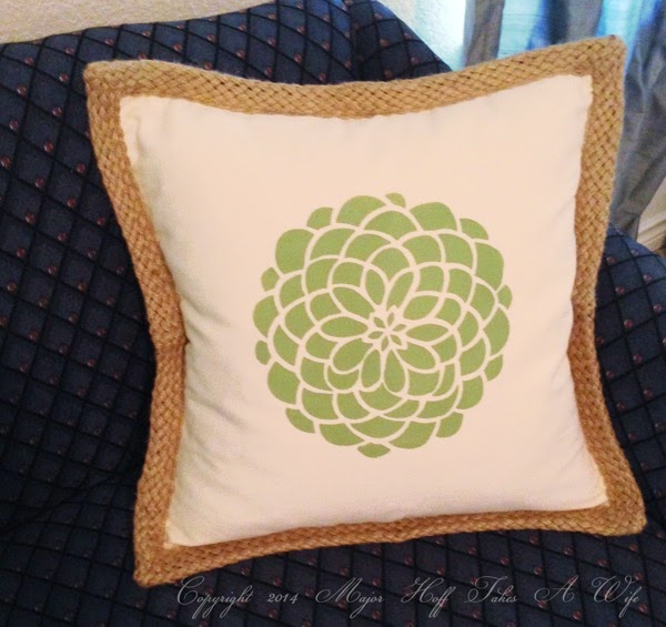 Tulip flower stencil on braided pillow blank.jpg Tulip flower stencil on braided pillow blank