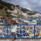 Emma hair flip near the Amalfi boat basin.