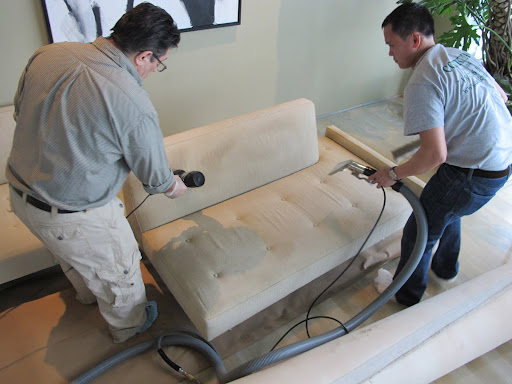 Stains are steamed out and then quickly dried.