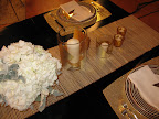 Here we used the same easy DIY candles from our fall color palette story with flowers from Matthew Robbins and this runner from David Stark for West Elm.