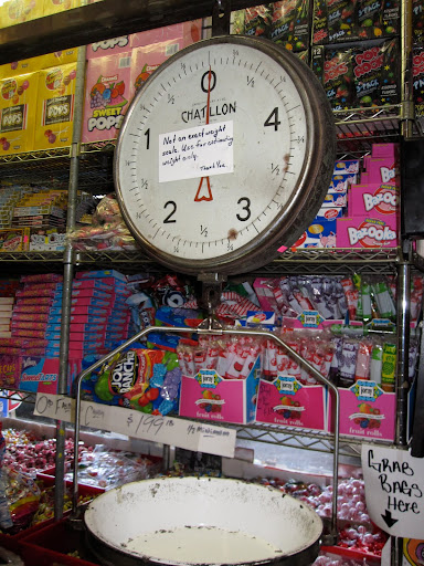 The scale at the front of the store.