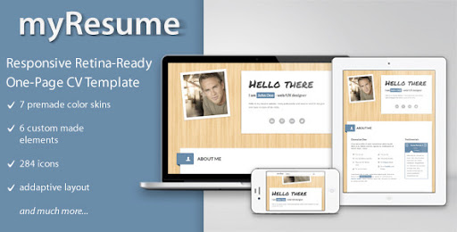 myResume Responsive One-Page Retina-Ready Resume - ThemeForest Item for Sale