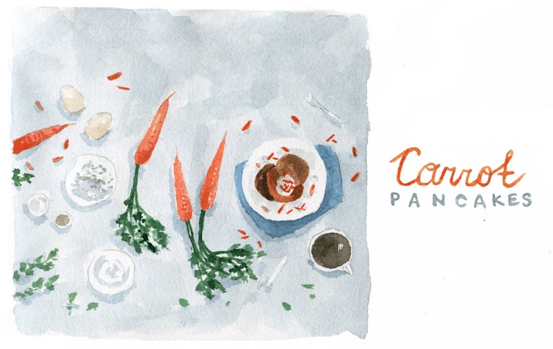 Carrot Pancakes - illustration by Dara Muscat