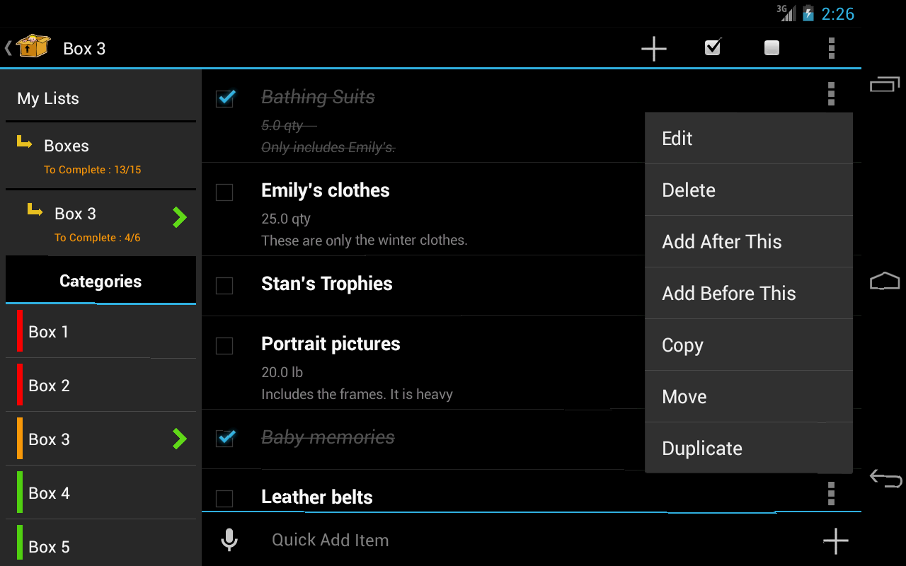 Android application Moving Planner screenshort