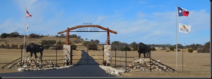 ranch entrance off of Hwy 291 south of Evant, TX