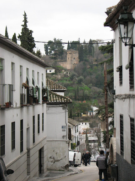Alhambra from a hilly street of the Albaicin