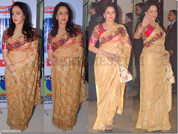 Hema_Malini_Orange_Embroidery_Saree