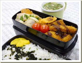 おでんの具と冷凍食品2品弁当(2015/02/04)