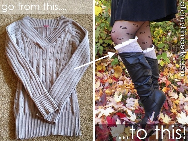 Refashion An Old Sweater into Leg Warmers/Boot Socks | allonsykimberly.com Refashion An Old Sweater into Leg Warmers/Boot Socks | allonsykimberly.com