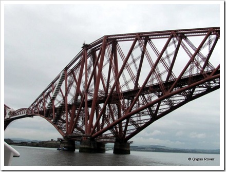 Close up of the Firth of Forth railway bridge from a cruise boat.