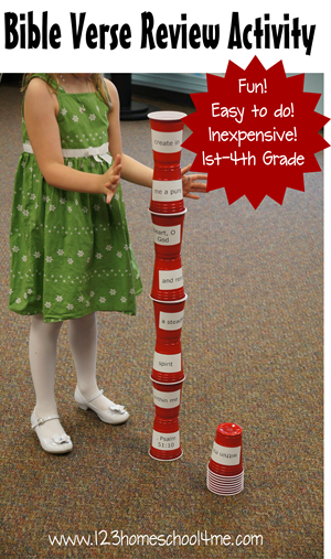 Bible Verse Review Activity - Tower Stack Tower Stack: Bible Verse Review Activity #kids #homeschool #sundayschool