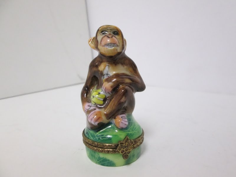 Limoges Monkey Trinket Box 